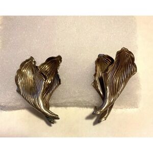 Vintage Sandor Silver Leaf Clip on Earrings